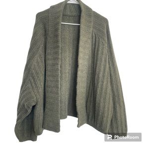Lululemon Chunky Boxy Cardigan Sweater Green Size L/XL Ribbed Wrap Open Front